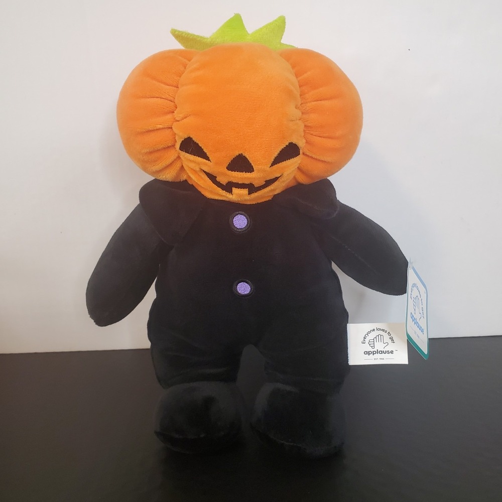 Applause Pumpkin Head 10" Plush Soft Doll Halloween Creepy Jack-o-lantern NEW